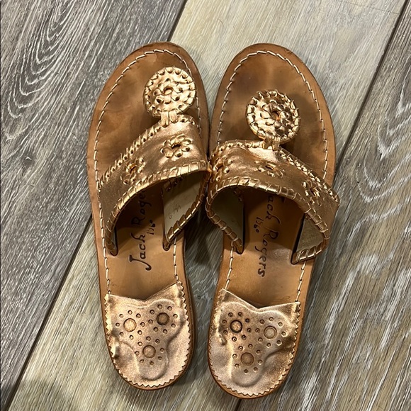 ICONIC Jack Rogers Jacks Flat Rose Gold Sandal - Picture 2 of 4